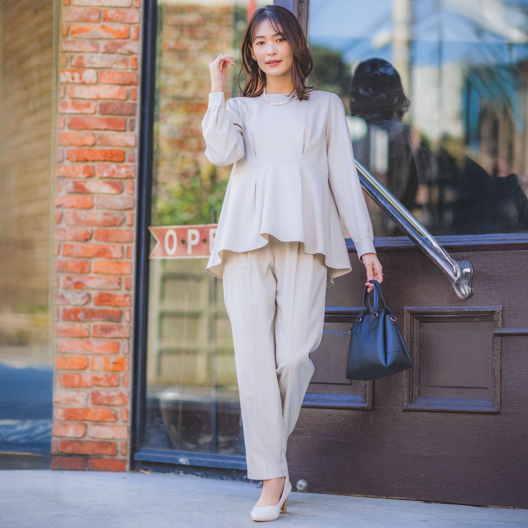 ITS&rsquo;DEMO「【入卒／洗濯機OK／イージーケア】ツイルストレッチペプラムブラウス」|シャツ・ブラウス|