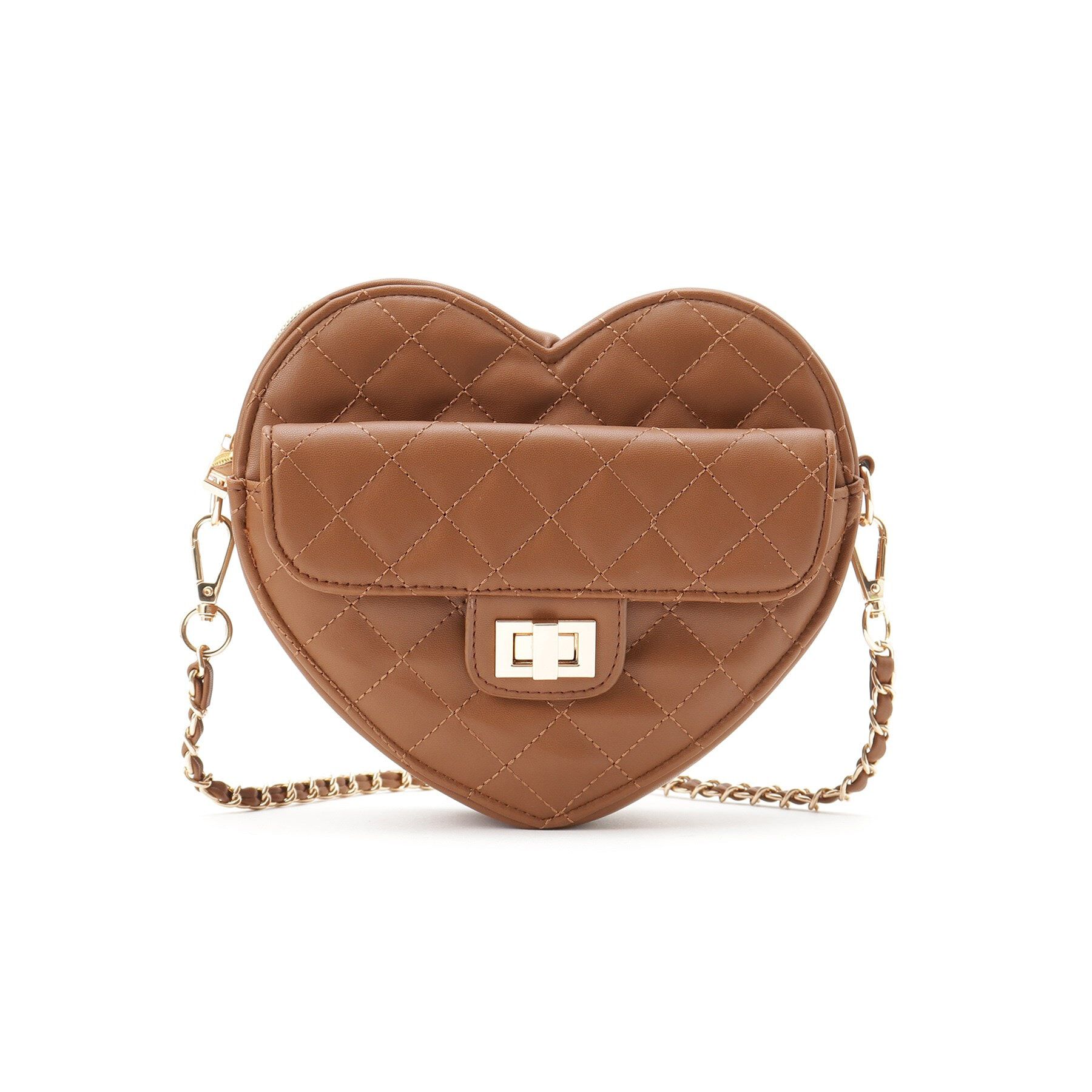 Ober Tashe「ハート キルト チェーンベルト ショルダーバッグ」|ショルダー・メッセンジャー|ブラウン(042)
