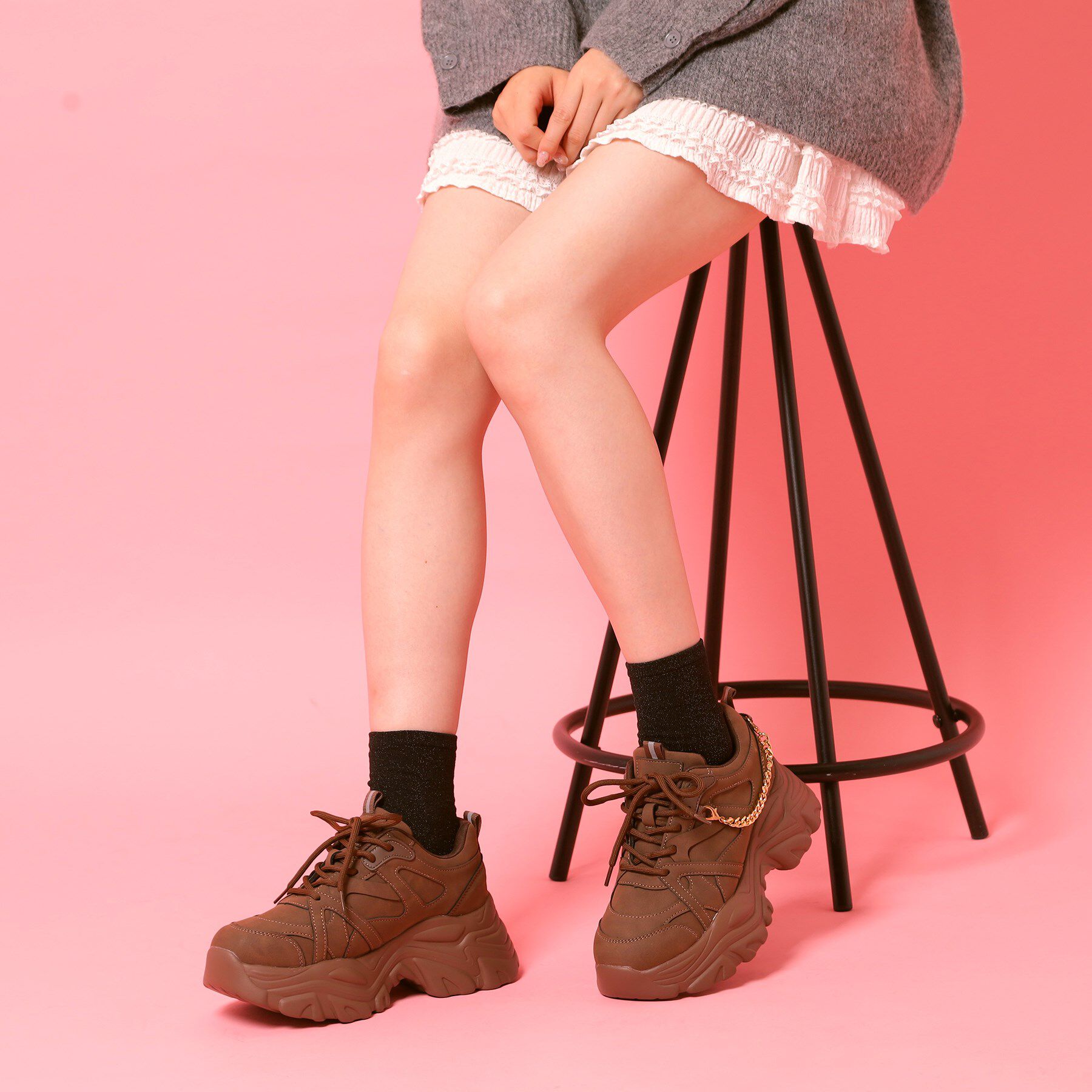 csT&P「【2WAYチェーン付き】軽量ボリュームソール厚底スニーカー」|スニーカー|