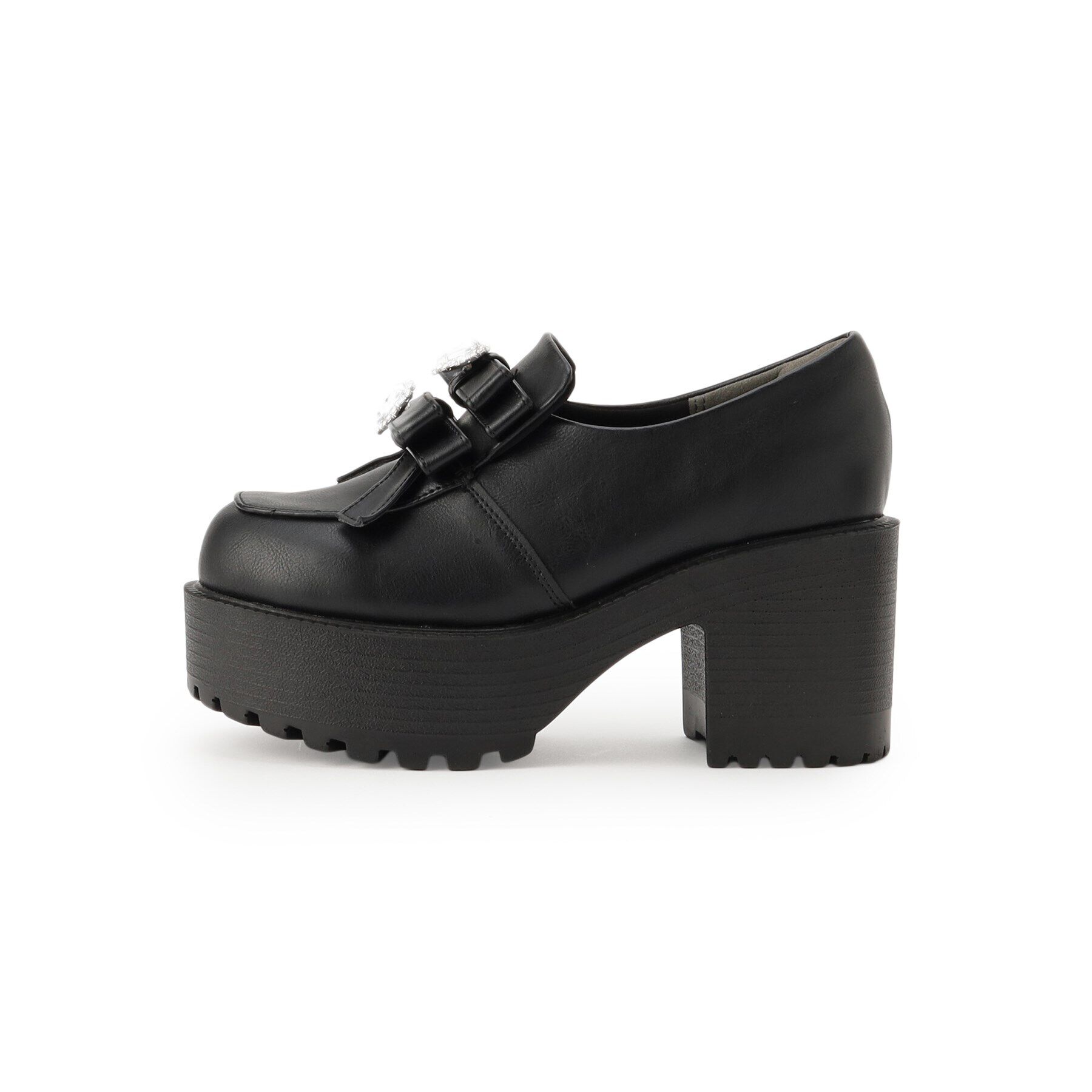 csT&P「ビジューハート付ダブルリボン厚底パンプス」|パンプス|