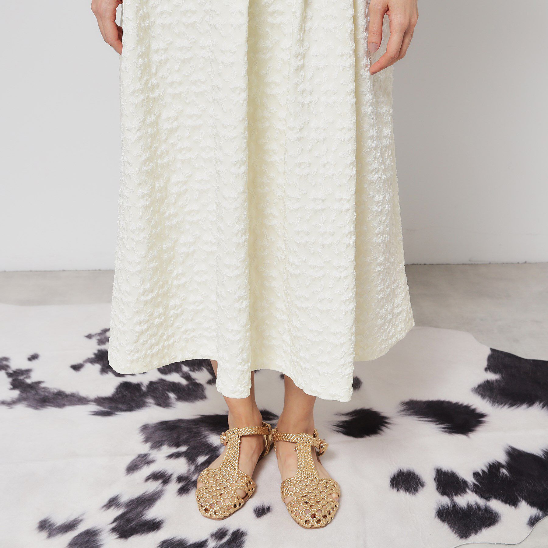 SunaUna「【花柄ジャカード／ふんわり】タックフレアスカート」|スカート|