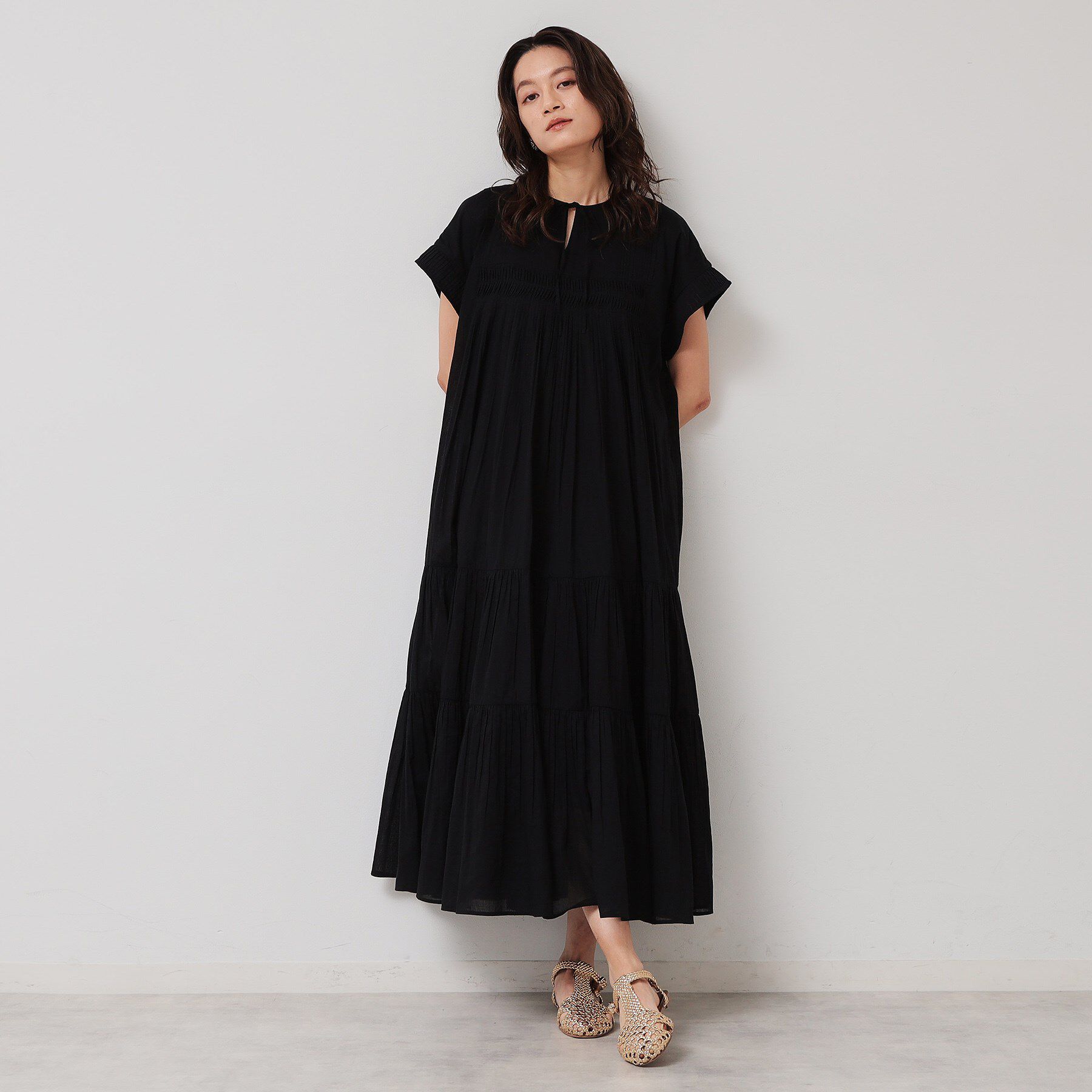 SunaUna「【涼しい！／インド綿】ティアードロングワンピース」|ワンピース|