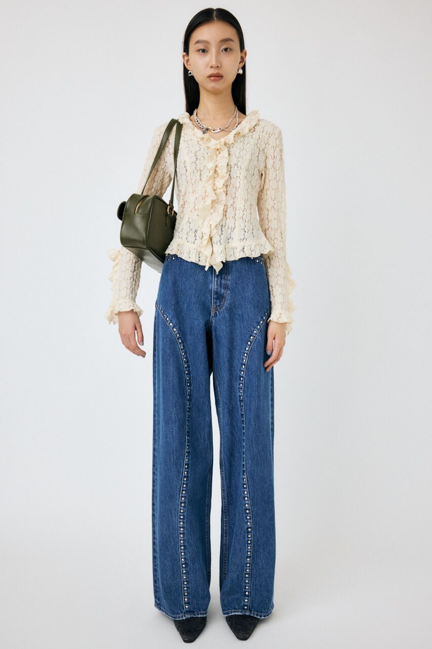 MOUSSY「CUT LACE RUFFLE ブラウス」|Tシャツ・カットソー|