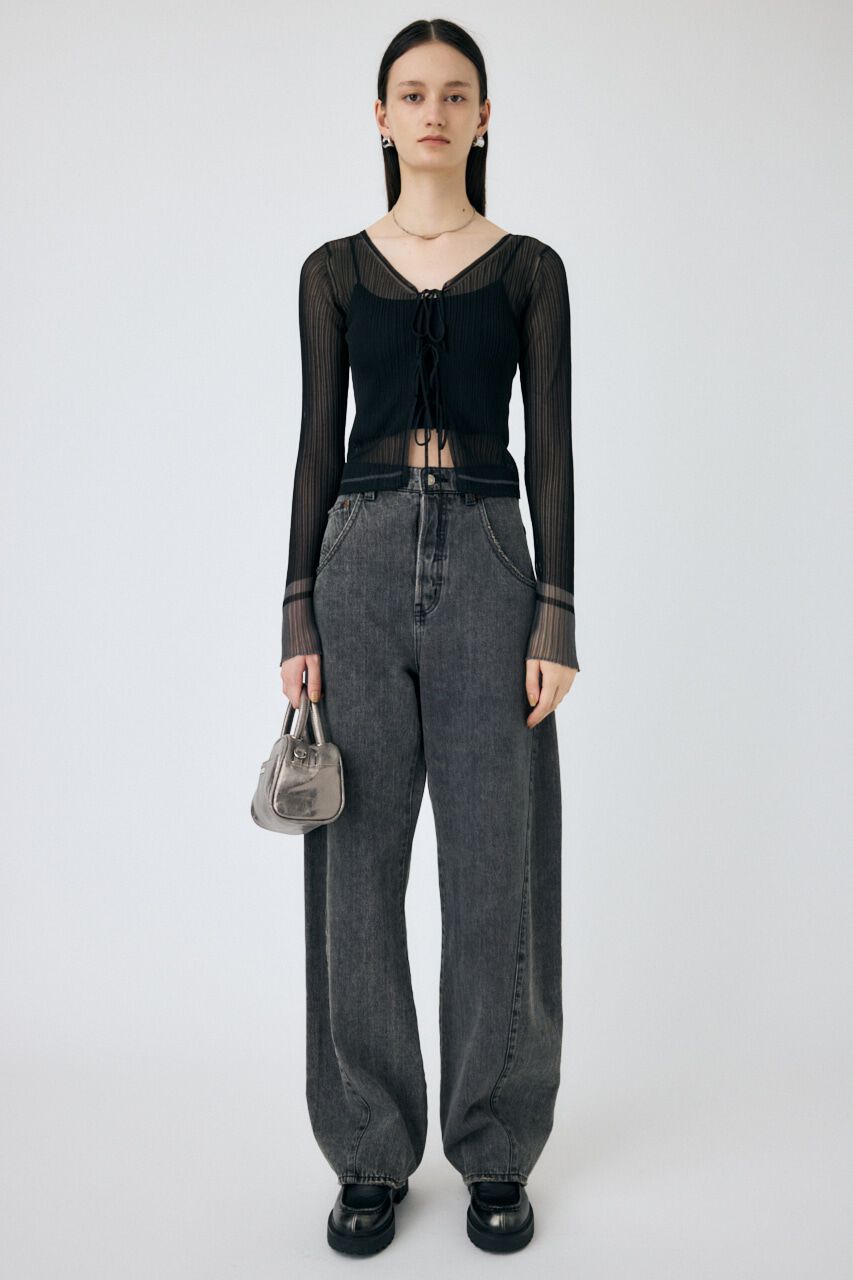 MOUSSY「FRONT TIE シアーカーディガン」|カーディガン|