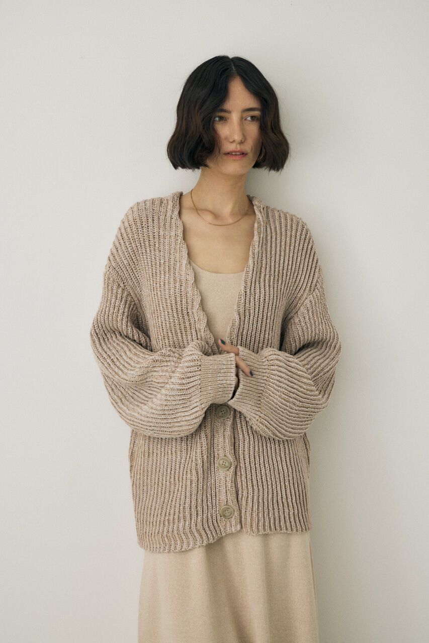 MOUSSY「メランジニットカーディガン　コットン&times;リサイクルポリエステル混」|カーディガン|