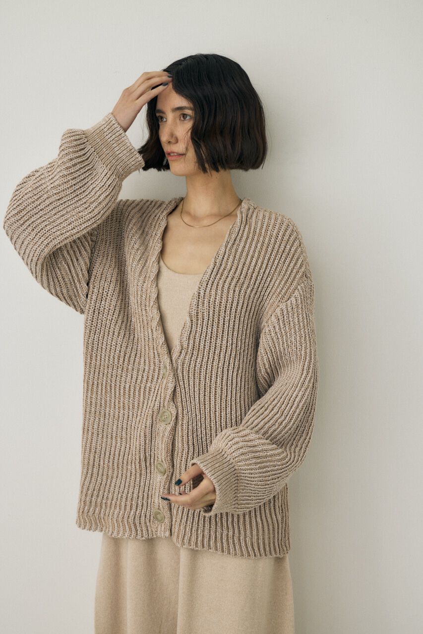 MOUSSY「メランジニットカーディガン　コットン&times;リサイクルポリエステル混」|カーディガン|