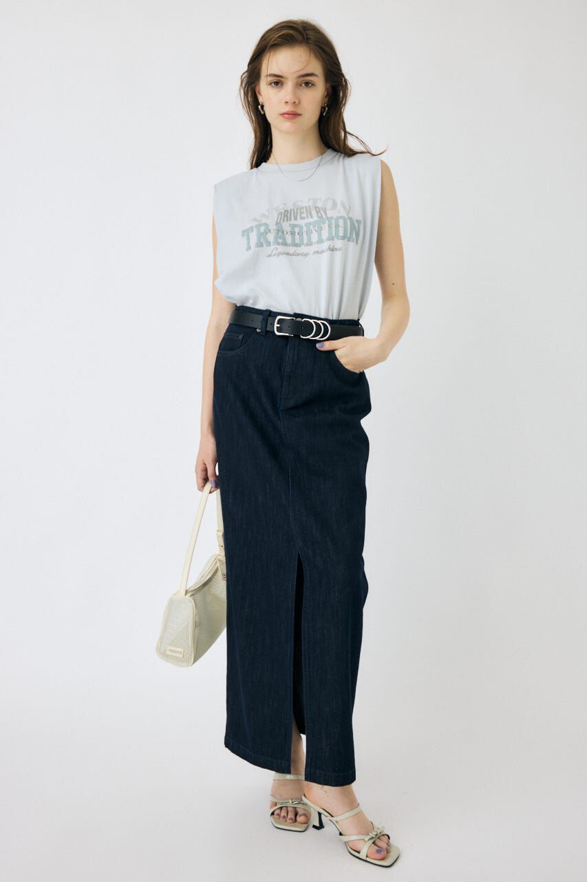 MOUSSY「OVERLAPPING LOGOS ノースリーブ TEE」|タンクトップ|