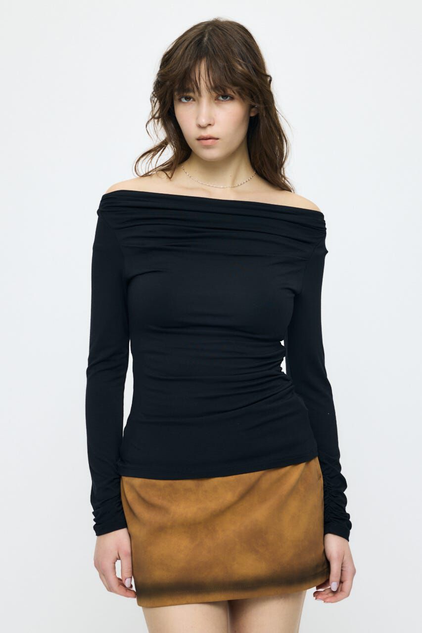 MOUSSY「ASYMMETRY TWIST NECK トップス」|Tシャツ・カットソー|BLK