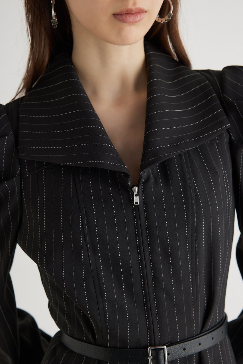 rienda「オーバーカラーZIPフレアOP」|ワンピース|