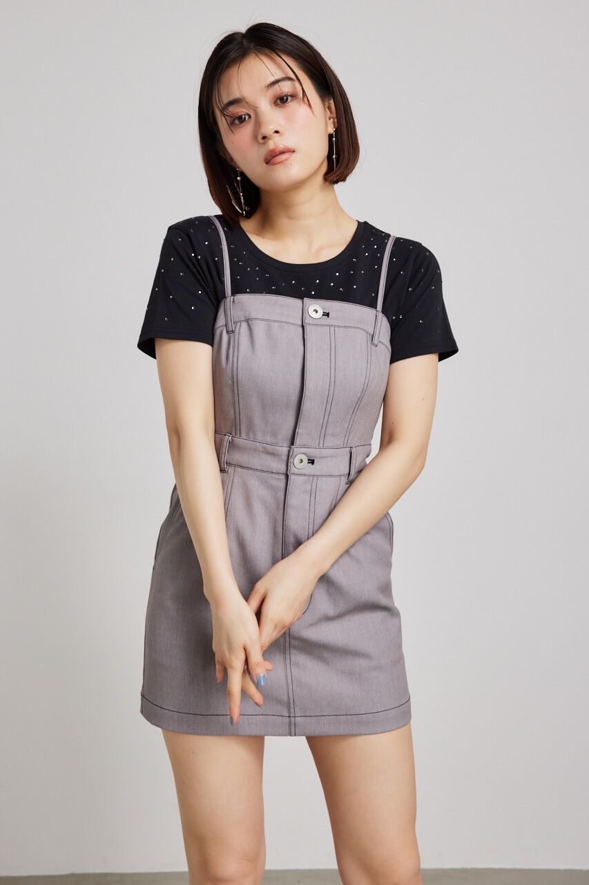 rienda「ベアキャミステッチワークミニOP」|ワンピース|