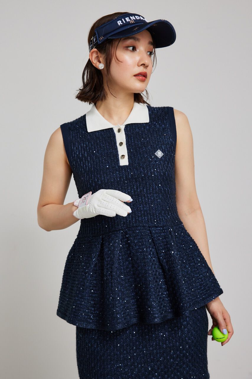 rienda「シャイニーツイードペプラムニットTOP」|ニット・セーター|