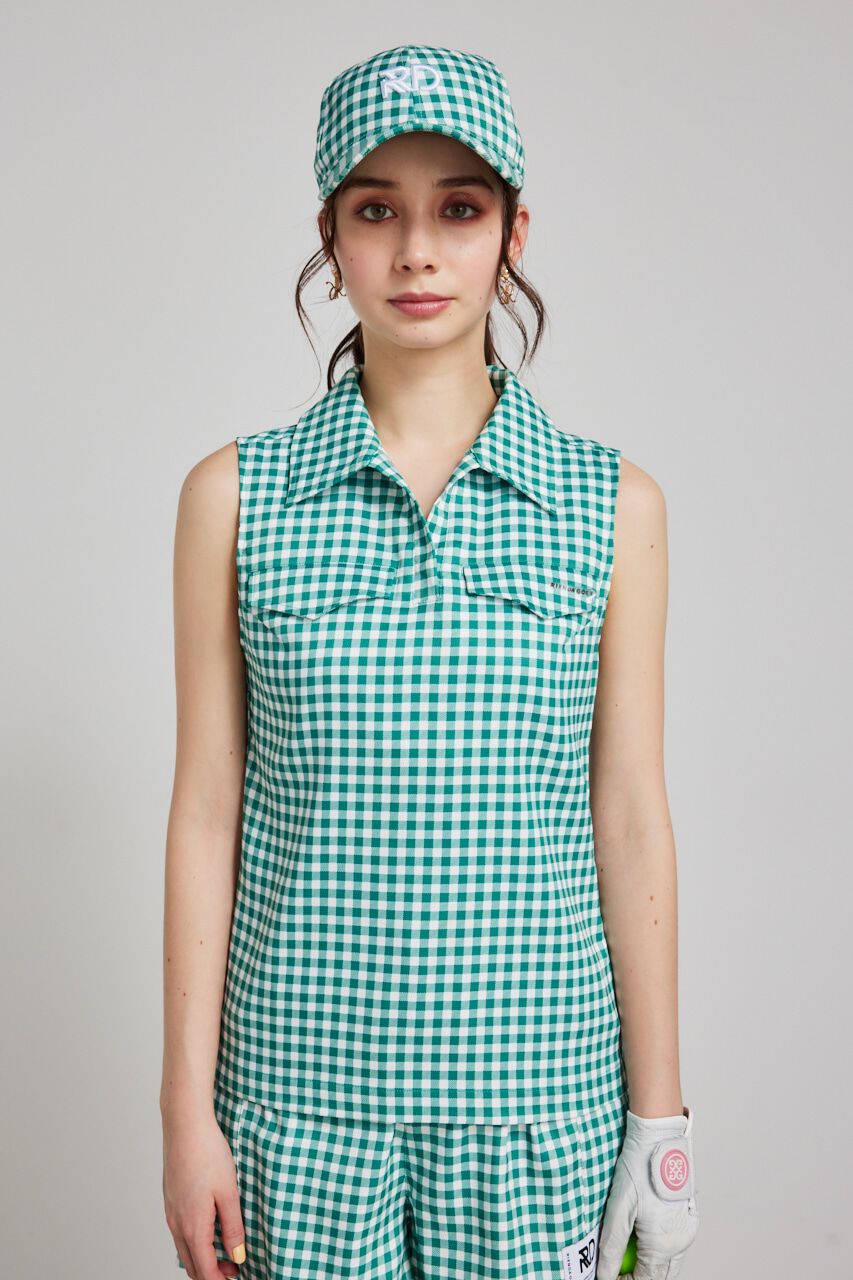 rienda「ギンガムチェックノースリTOP」|タンクトップ|