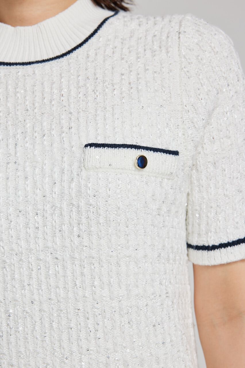 rienda「シャイニーツイードモックネックニットTOP」|ニット・セーター|