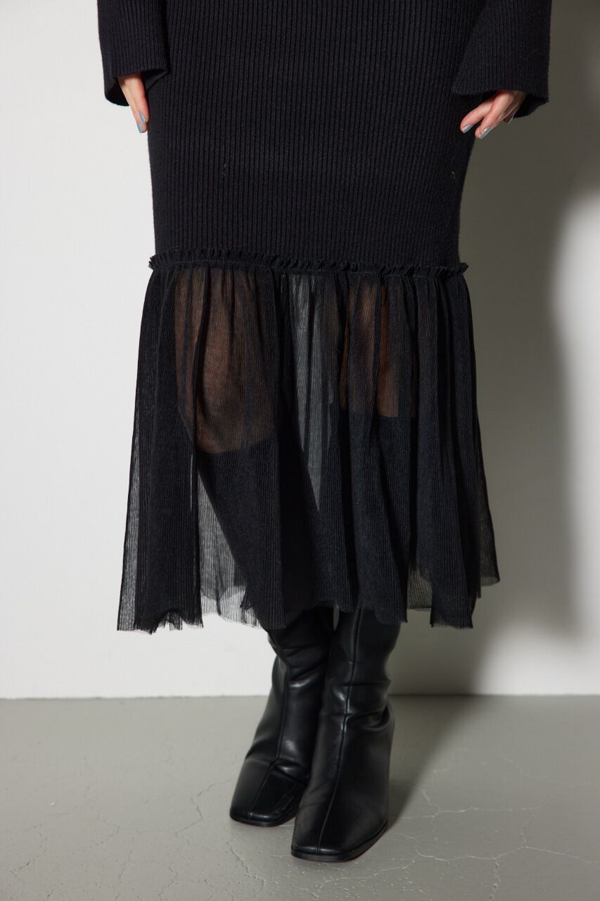 rienda「チュールコンビオフショルニットワンピース」|ワンピース|