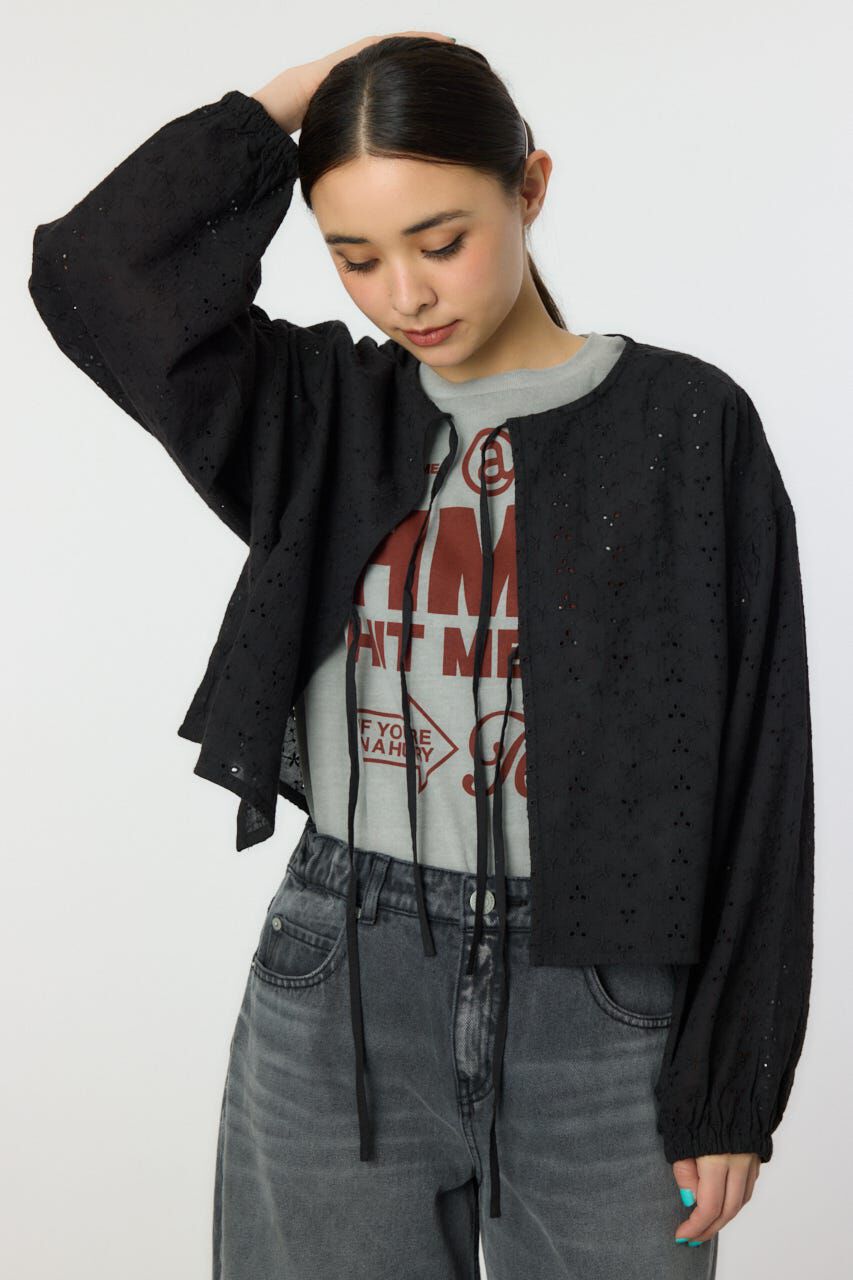 RODEO CROWNS「ノーカラーレースカーディガン」|シャツ・ブラウス|