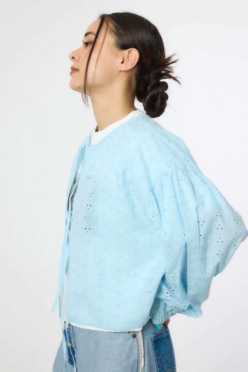 RODEO CROWNS「ノーカラーレースカーディガン」|シャツ・ブラウス|