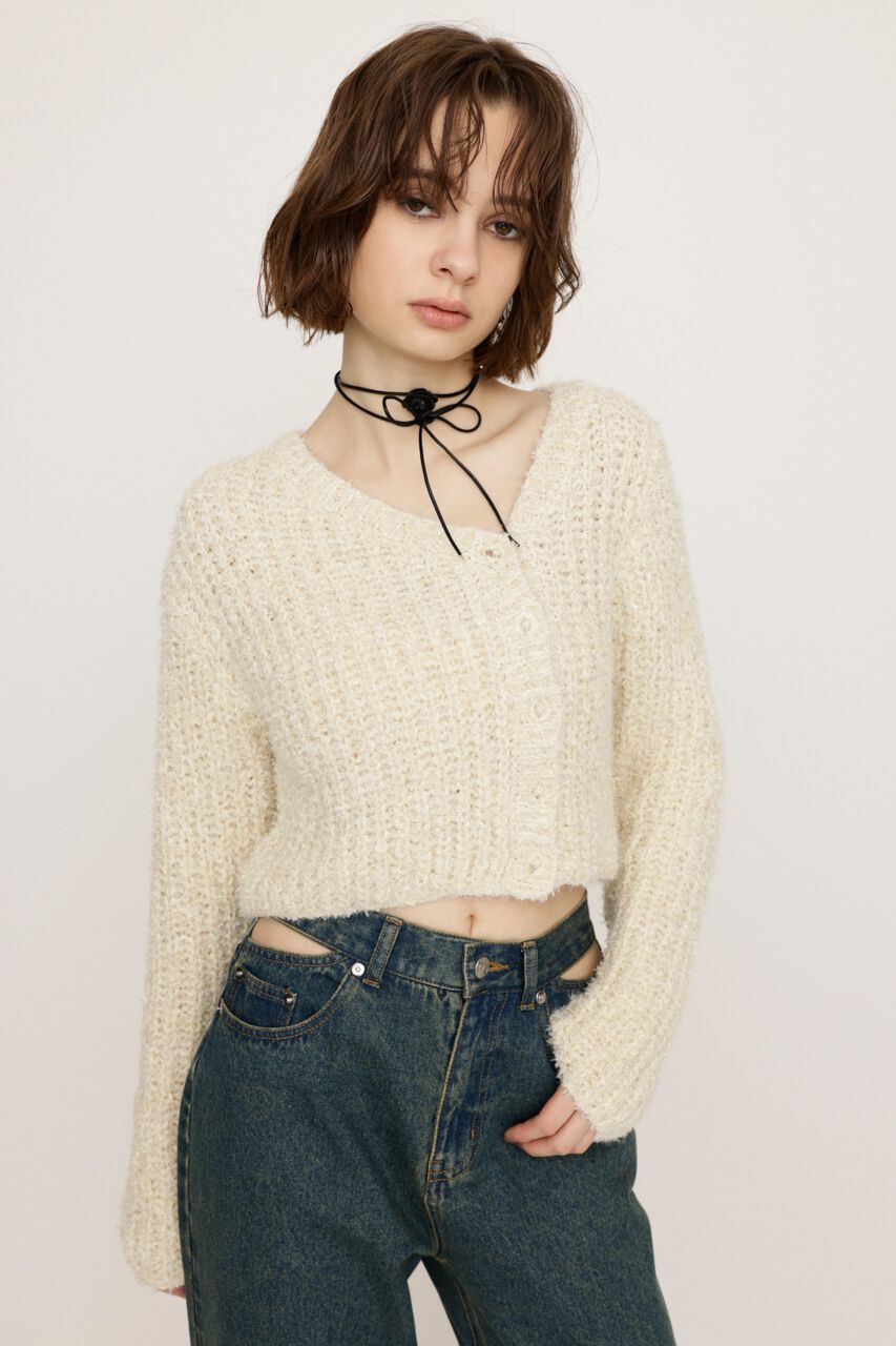 SLY「TAPE YARN SLANT NECK カーディガン」|ニット・セーター|IVOY3