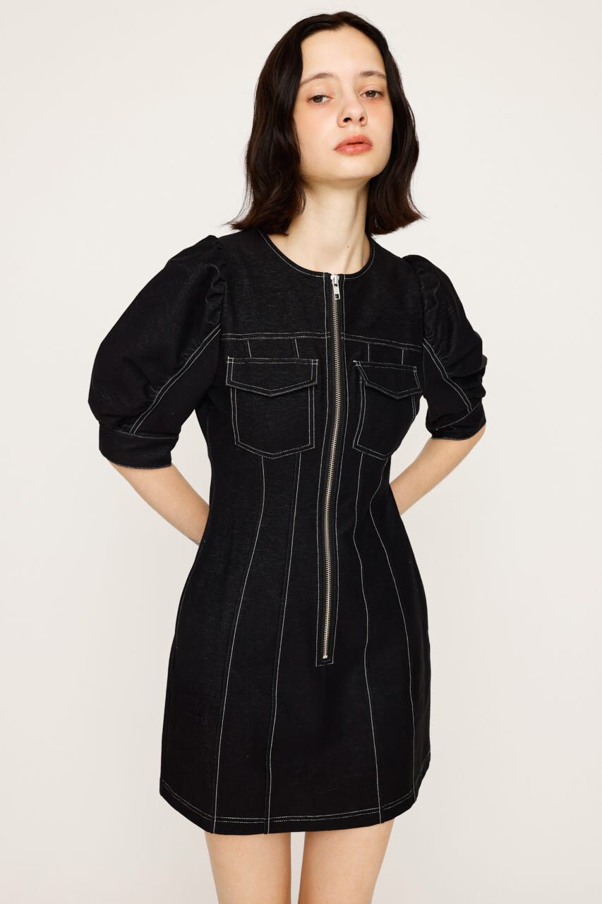 SLY「BICOLOR STITCH ショートワンピース」|ワンピース|