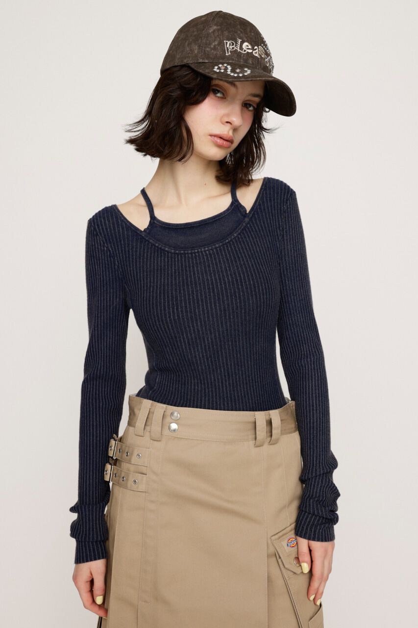 SLY「LAYER WASHED KNIT トップス」|ニット・セーター|NVY