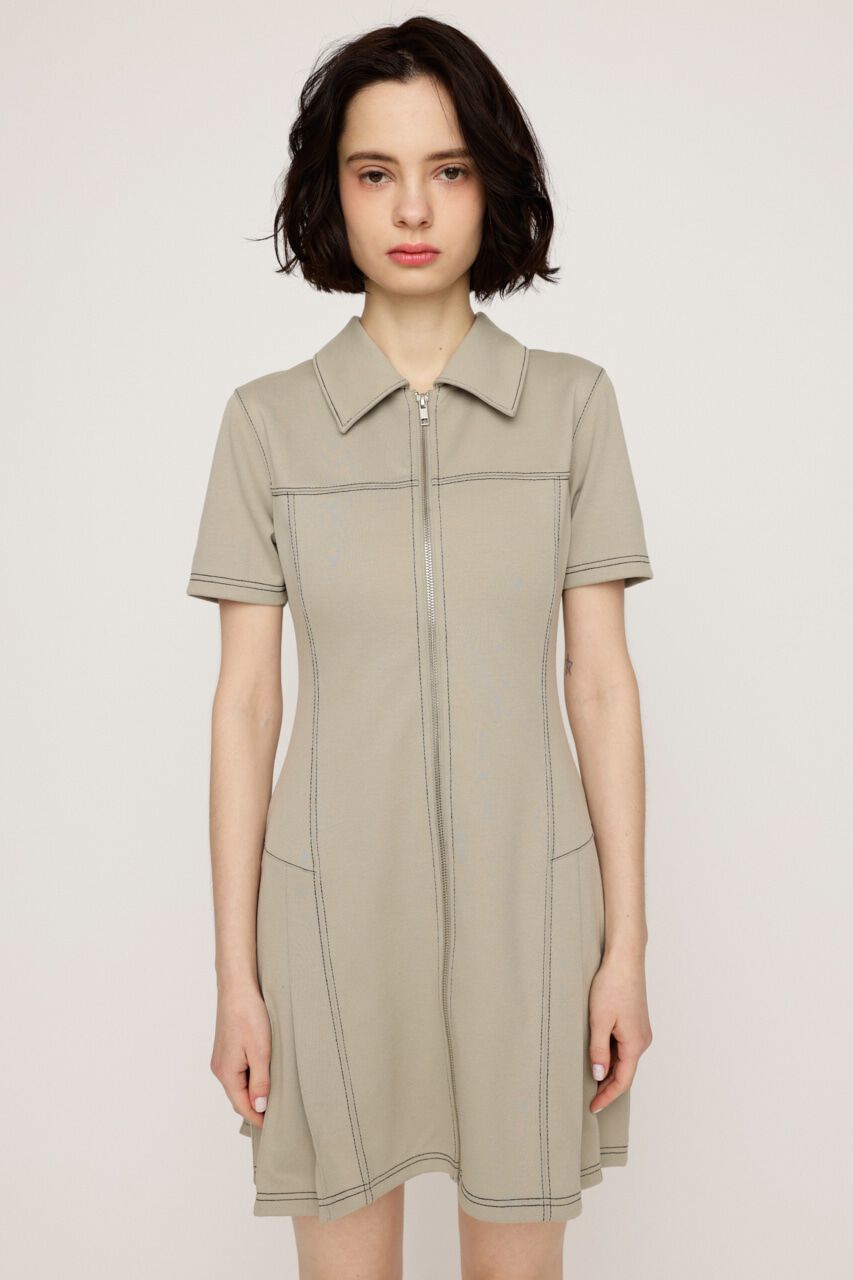 SLY「FRONT ZIP SIDE PLEATS ショートワンピース」|ワンピース|