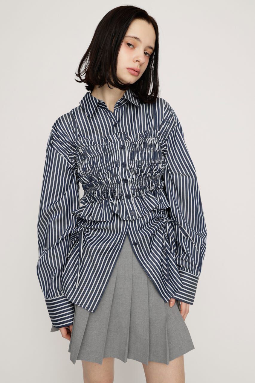 SLY「BUSTIER LAYERED GATHER シャツ」|シャツ・ブラウス|M/NVY7