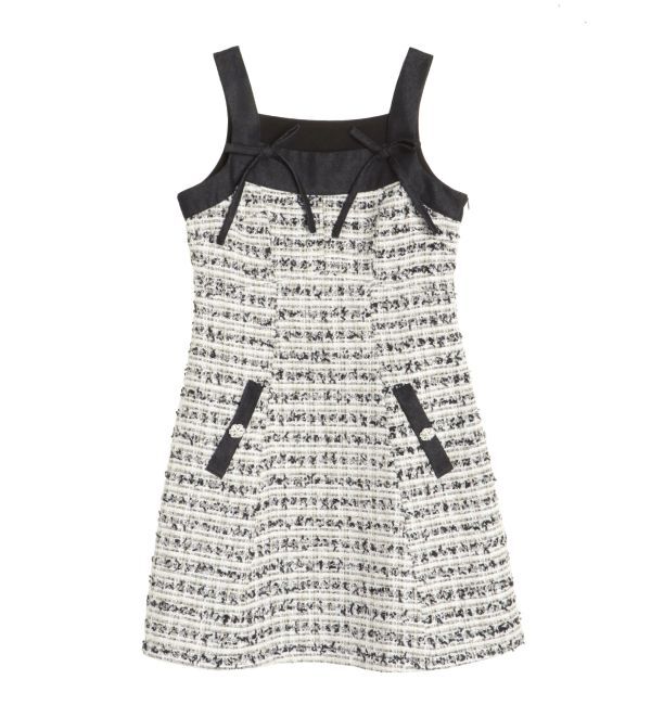 CALNAMUR「TWEED&times;DENIM BLOCKING RIBBON OP/ツイード&times;デニムブロッキングリボンワンピース」|ワンピース|