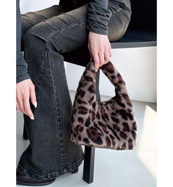 RESEXXY「レオパードフェイクファーバッグ」|ハンドバッグ|ブラウン