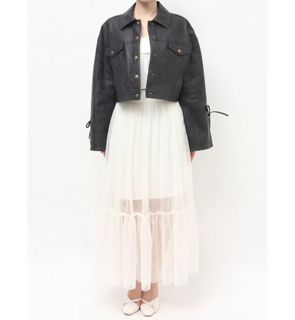 RESEXXY「リボンスリーブショートブルゾン」|ブルゾン・スタジャン|