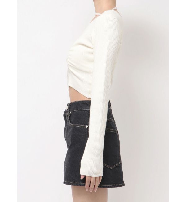 EMODA「CHOKER GATHER LONG SLEEVE KNIT」|ニット・セーター|