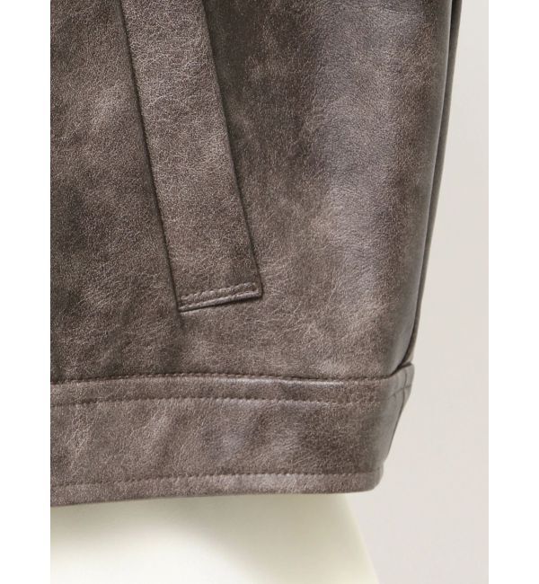 MERCURYDUO「フェイクレザークロップドブルゾン」|ブルゾン・スタジャン|