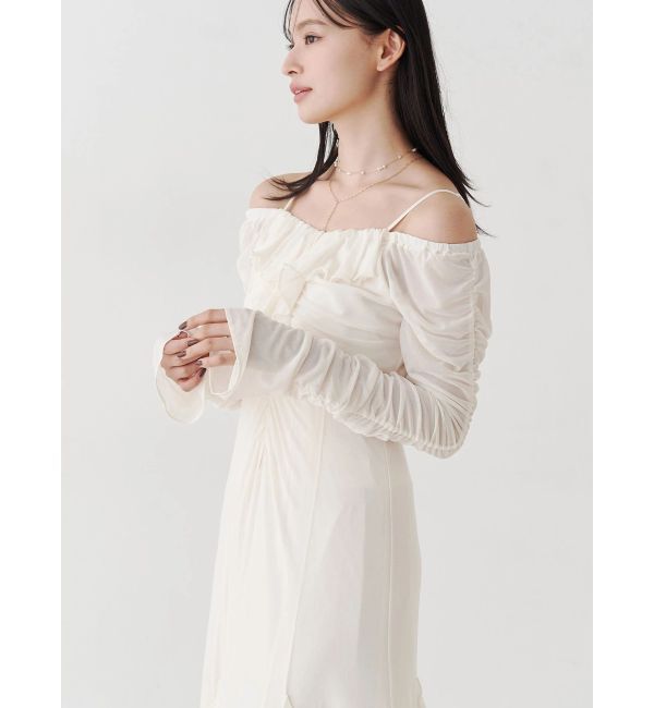 MERCURYDUO「チュールラッフルヘムワンピース」|ワンピース|