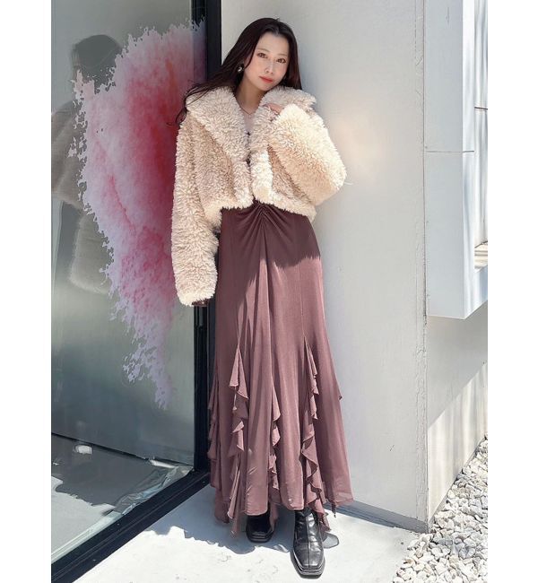 MERCURYDUO「チュールラッフルヘムワンピース」|ワンピース|