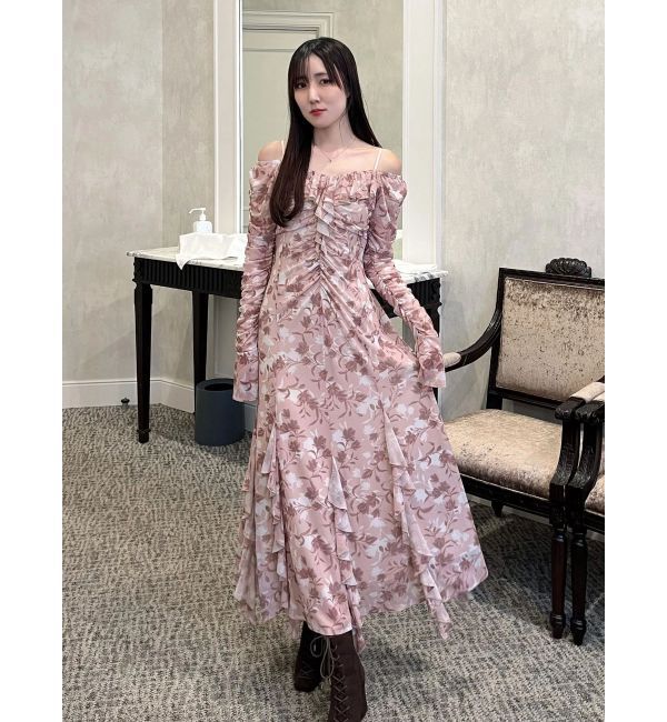 MERCURYDUO「チュールラッフルヘムワンピース」|ワンピース|