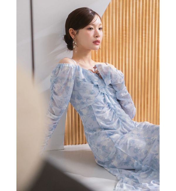 MERCURYDUO「チュールラッフルヘムワンピース」|ワンピース|