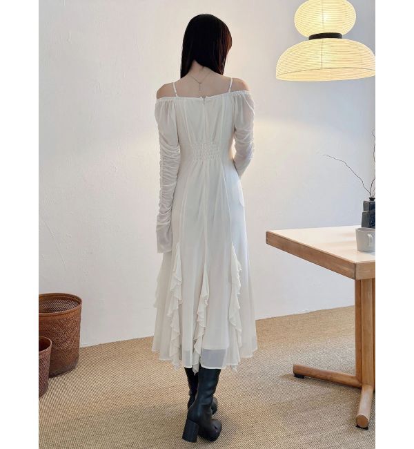 MERCURYDUO「チュールラッフルヘムワンピース」|ワンピース|