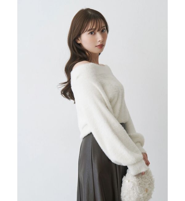 MERCURYDUO「ミニシャギーオフショルニット」|ニット・セーター|
