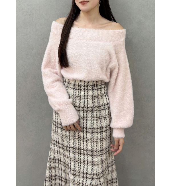 MERCURYDUO「ミニシャギーオフショルニット」|ニット・セーター|