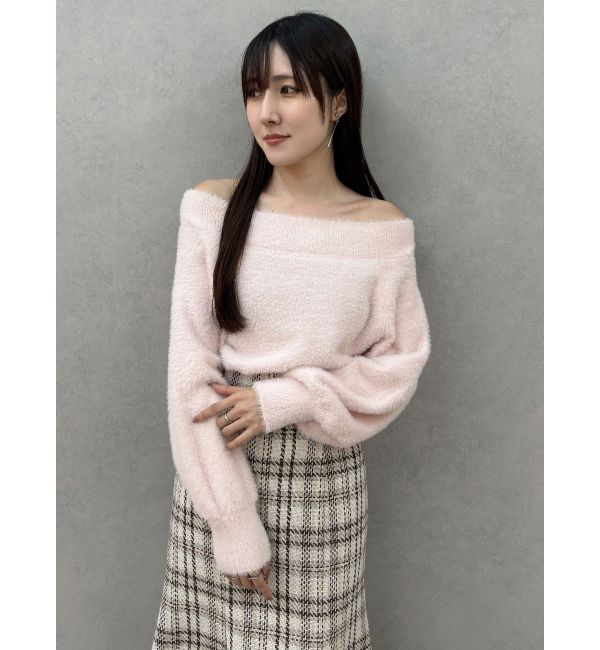 MERCURYDUO「ミニシャギーオフショルニット」|ニット・セーター|