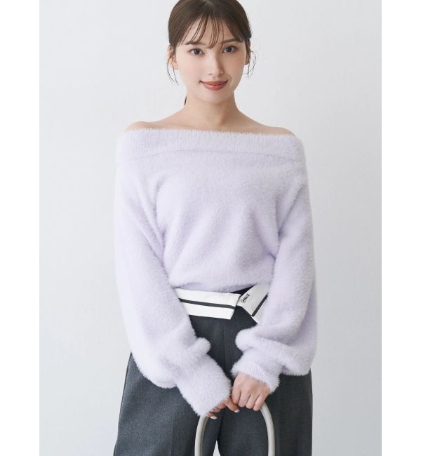 MERCURYDUO「ミニシャギーオフショルニット」|ニット・セーター|