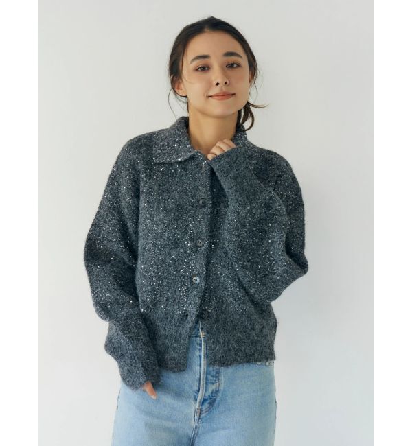 Ungrid「スパンコールポロニットカーディガン」|カーディガン|