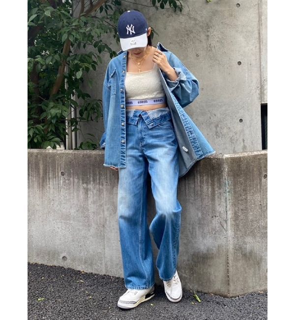 EVRIS「ウエストフラップワイドデニムパンツ」|デニム|