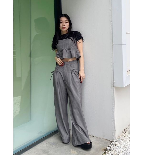 EVRIS「ピンストライプペプラムビスチェ【セットアップ着用可能】」|キャミソール|