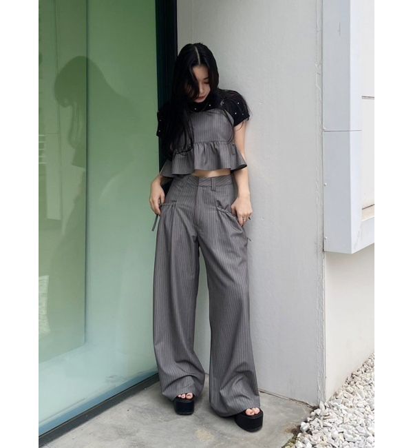 EVRIS「ピンストライプペプラムビスチェ【セットアップ着用可能】」|キャミソール|