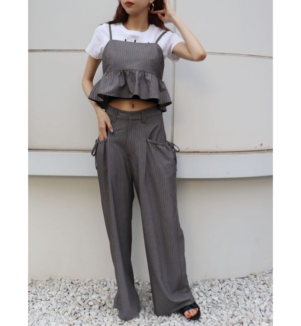 EVRIS「ピンストライプペプラムビスチェ【セットアップ着用可能】」|キャミソール|