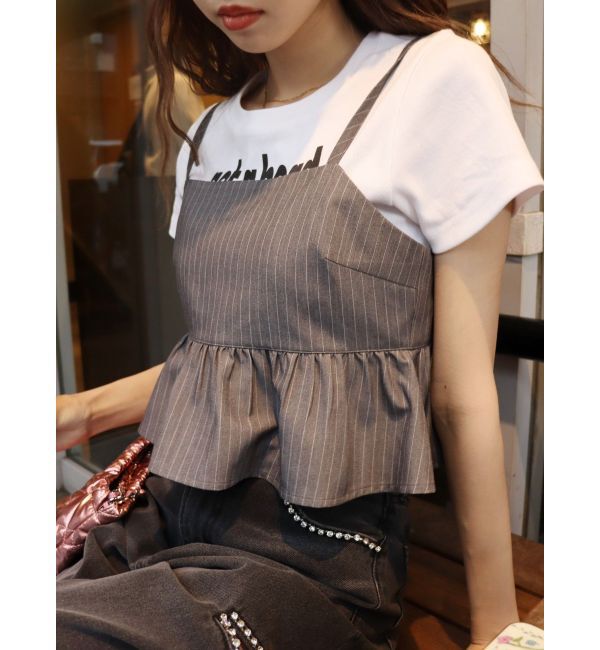 EVRIS「ピンストライプペプラムビスチェ【セットアップ着用可能】」|キャミソール|