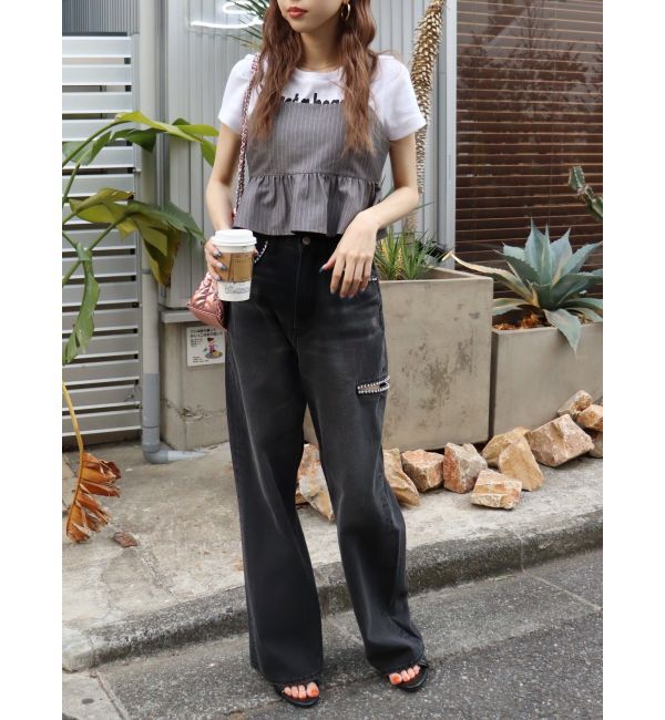 EVRIS「ピンストライプペプラムビスチェ【セットアップ着用可能】」|キャミソール|