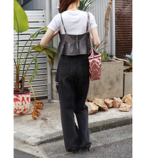 EVRIS「ピンストライプペプラムビスチェ【セットアップ着用可能】」|キャミソール|