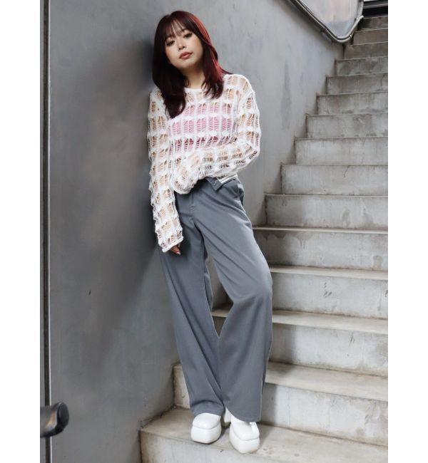 EVRIS「カギアミクロップドニットトップス」|ニット・セーター|