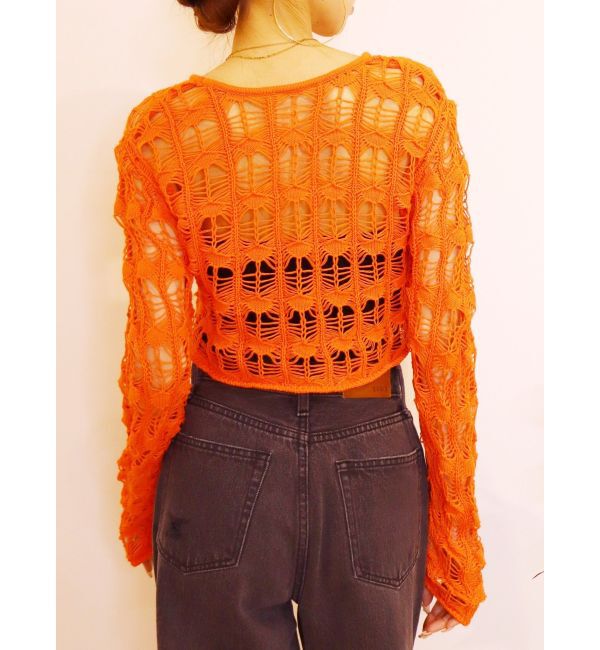 EVRIS「カギアミクロップドニットトップス」|ニット・セーター|