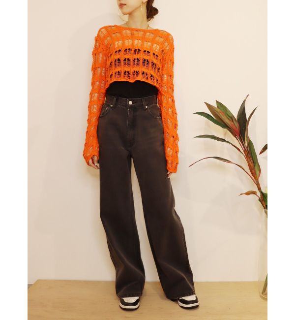 EVRIS「カギアミクロップドニットトップス」|ニット・セーター|